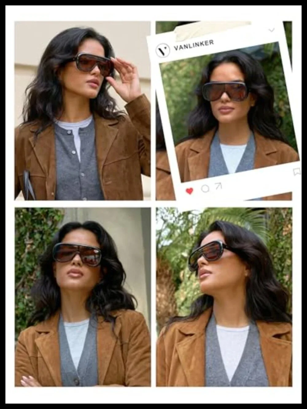 Oversized Aviator Square Sunglasses One-Piece Polarized Lens Retro Futuristic